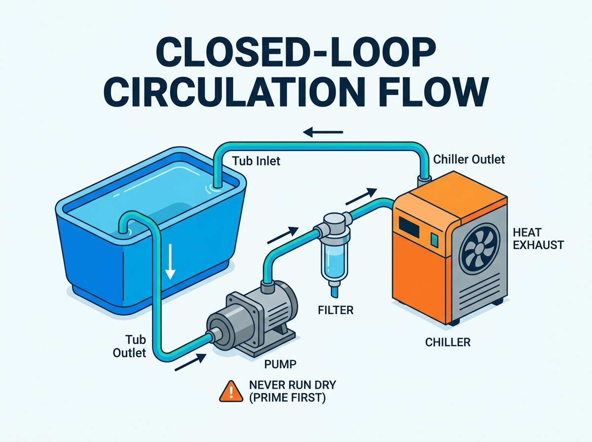 Water Circulation and Ice Bath Chiller Component Layout